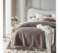 ROOM99 Feel Elegant Bedspread in Brown 240 x 260 cm, Versatile as a Bedspread for Bed or Sofa, Ideal as a Velvet Bedspread