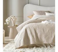 ROOM99 Feel Elegant Bedspread in Cream 220 x 240 cm Versatile Blanket as Bed Throw or Sofa Throw Blanket for Bed and Sofa Quilt Style Ideal as Bedspread Velvet Velvet