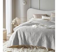 ROOM99 Feel Elegant Bedspread Light Grey 240 x 260 cm - Versatile as a Bed Throw or Sofa Throw - Quilted - Perfect as a Velvet Bedspread