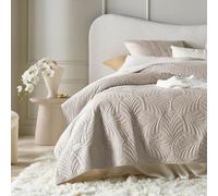 ROOM99 Feel Elegant Beige Bedspread 220 x 240 cm - Versatile as a Bed Throw or Sofa Throw - Quilted - Perfect as a Velvet Bedspread