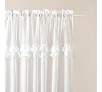 ROOM99 Frilla Curtain with Ruffle Tape 140 x 260 cm Width x Height Living Room Transparent Modern Curtain Scarf Living Room Bedroom for Rail System White Ruffle