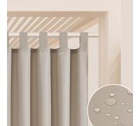 ROOM99 Garden Line Outdoor Curtain with Loops, 155 x 200 cm Width x Height Outdoor Curtain, Weatherproof, Waterproof Privacy Screen, Sun Protection Curtains, Garden, Windproof, Beige