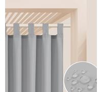 ROOM99 Garden Line Outdoor Curtain with Loops, 155 x 250 cm Width x Height Outdoor Curtain, Weatherproof, Waterproof Privacy Screen, Sun Protection Curtains, Garden, Windproof, Light Grey