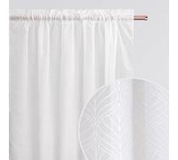 ROOM99 La Rossa Curtain with Ruffle Tape, 140 x 230 cm, Width x Height Living Room, Transparent Modern Curtain Scarf, Living Room, Bedroom for Rail System, Patterned White, 1 Piece