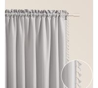 ROOM99 Lara Curtain with Ruffle Tape, 140 x 250 cm, Width x Height Sliding Curtains, Modern Curtain, Living Room, Bedroom, Light Grey, Pack of 1