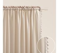 ROOM99 Lara Curtain with Ruffle Tape, 140 x 260 cm, Width x Height, Semi-Transparent Sliding Curtains, Decorative Modern Curtain for Living Room, Bedroom, Cream