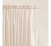 ROOM99 Lara Curtain with Ruffle Tape, 140 x 260 cm, Width x Height Sliding Curtains, Modern Curtain, Living Room, Bedroom, Light Cream, Pack of 1