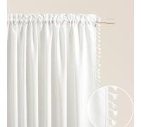 ROOM99 Lara Curtain with Ruffle Tape, 140 x 260 cm, Width x Height Sliding Curtains, Modern Curtain, Living Room, Bedroom, Ecru, 1 Piece