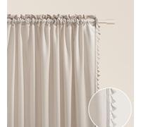 ROOM99 Lara Curtain with Ruffle Tape, 140 x 280 cm, Width x Height Sliding Curtains, Modern Curtain, Living Room, Bedroom, Light Beige, 1 Piece