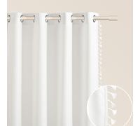ROOM99 Lara Curtain with Silver Eyelets 140 x 250 cm Width x Height Sliding Curtains Modern Curtain Living Room Bedroom Ecru, 1 Piece