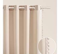 ROOM99 Lara Curtain with Silver Eyelets, 140 x 250 cm, Width x Height Sliding Curtains, Modern Curtain, Living Room, Bedroom, Cream, 1 Piece