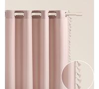 ROOM99 Lara Curtain with Silver Eyelets, 140 x 260 cm, Width x Height Sliding Curtains, Modern Curtain, Living Room, Bedroom, Powder Pink, Pack of 1