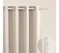 ROOM99 Lara Curtain with Silver Eyelets, 140 x 260 cm, Width x Height Sliding Curtains, Modern Curtain, Living Room, Bedroom, Light Beige, 1 Piece