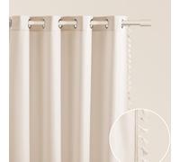 ROOM99 Lara Curtain with Silver Eyelets 140 x 280 cm Width x Height Sliding Curtains Modern Curtain Living Room Bedroom Light Cream 1 Piece