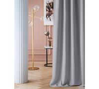ROOM99 Laurel Curtain with Eyelets, 140 x 250 cm, Width x Height Blackout Opaque Sliding Curtains, Living Room, Bedroom, Light Grey, Pack of 1