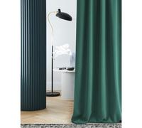 ROOM99 Laurel Curtain with Ruffle Tape, 140 x 250 cm, Width x Height Blackout Opaque Sliding Curtains, Living Room, Bedroom for Rail System, Dark Green, 1 Piece