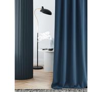 ROOM99 Laurel Curtain with Ruffle Tape, 140 x 250 cm, Width x Height Blackout Opaque Sliding Curtains, Living Room, Bedroom for Rail System, Dark Blue, 1 Piece