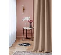 ROOM99 Laurel Curtain with Ruffle Tape, 140 x 260 cm, Width x Height Blackout Opaque Sliding Curtains, Living Room, Bedroom, for Rail System, Beige, 1 Piece