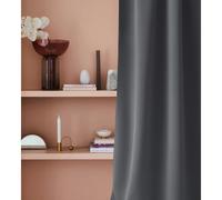 ROOM99 Laurel Curtain with Ruffle Tape, 140 x 260 cm, Width x Height Blackout Opaque Sliding Curtains, Living Room, Bedroom for Rail System, Dark Grey, Pack of 1