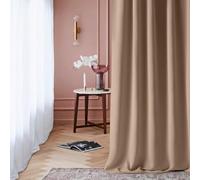 ROOM99 Laurel Curtain with Ruffle Tape, 180 x 260 cm, Width x Height Blackout Opaque Sliding Curtains, Living Room, Bedroom, for Rail System, Beige, 1 Piece