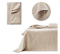 ROOM99 Leila Elegant Beige Bedspread 240 x 260 cm - Versatile Blanket for Bed or Sofa - Quilted Style, Ideal as a Bedspread