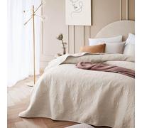 ROOM99 Leila Elegant Cream Bedspread 220 x 240 cm - Versatile Blanket for Bed or Sofa - Quilted Style - Ideal as a Bedspread