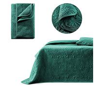 ROOM99 Leila Elegant Dark Green Bedspread 220 x 240 cm - Versatile Blanket for Bed or Sofa - Quilted Style - Ideal as a Bedspread