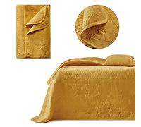 room99 Leila Elegant Mustard Bedspread 220 x 240 cm - Versatile Blanket for Bed and Sofa - Quilted Style, Ideal as a Bedspread