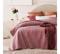 ROOM99 Leila Elegant Pink Bedspread 240 x 260 cm - Versatile Blanket for Bed or Sofa - Quilted Style - Ideal as a Bedspread