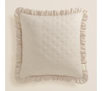 ROOM99 Molly Decorative Throw Pillow Cover, 45 x 45 cm, Beautiful, Modern with Ruffles, Cream, 1 Piece