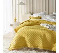 ROOM99 Molly Elegant Bedspread in Mustard 220 x 240 cm Versatile Blanket as Bed Throw or Sofa Throw Blanket for Bed and Sofa Quilt Style Ideal as Bedspread