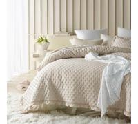 ROOM99 Molly Elegant Cream Bedspread 220 x 240 cm - Versatile as a Bed Throw or Sofa Throw - Quilted Style - Ideal as a Bedspread