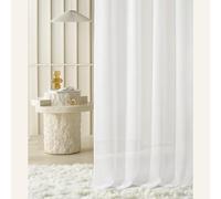 ROOM99 Novelia Curtain with Eyelets, 140 x 270 cm, Width x Height Living Room, Transparent Modern Curtain for Living Room, Bedroom, White, Smooth, Pack of 1