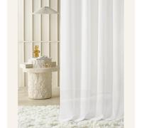 ROOM99 Novelia Curtain with Eyelets 400 x 230 cm Width x Height Living Room Transparent Modern Curtain Scarf Living Room Bedroom White Smooth 1 Piece