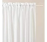 ROOM99 Novelia Curtain with Ruffle Tape, 140 x 230 cm, Width x Height Living Room, Transparent Modern Curtain Scarf, Living Room, Bedroom for Rail System, White, Smooth, 1 Piece