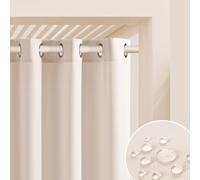 ROOM99 Outdoor Curtain with Eyelets Garden Line 155 x 250 cm Width x Height Outdoor Curtain Weatherproof Waterproof Privacy Screen Sun Protection Curtains Garden Windproof Light Cream