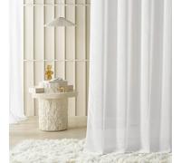 ROOM99 Sensia Curtain with Ruffle Tape 200 x 260 cm Width x Height Living Room Transparent Modern Curtain Scarf Living Room Bedroom for Rail System White Linen Look Smooth 1 Piece