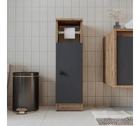 Roomart Beta Toilet Roll Holder And Storage Cupboard Freestanding Slim Bathroom Unit Antracite Oak Finish