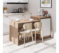 Roomart Milano Kitchen Island And Dining Table, White And Oak Effect