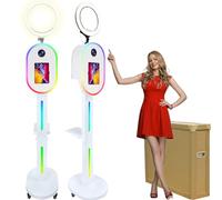 ROOMEDAL Photo Booth Machine for iPad 10.2" 10.9" 11" 12.9" and Camera,2-in-1 Selfie Station Shell Stand Camera Photobooth,RGB Light Box,RGB Fill Light,App Control,for Parties