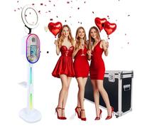 ROOMEDAL Photo Booth Machine for iPad 10.2" 10.9" 11" 12.9" and Camera,2-in-1 Selfie Station Shell Stand Camera Photobooth,App Control RGB Fill Light,Flight Case,for Parties