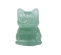 ROOMHUAWAY Aventurine Crystals Cat Ornaments, Cat Gifts for Women, Hand-Carved Crystal Gifts, Polished Raw Stone Home Decoration, Cute Desk Accessories Couples for Anniversary and Christmas