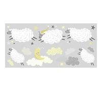RoomMates Counting Sheep Peel and Stick Wall Decals,White, Yellow, Blue