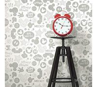 RoomMates Disney Mickey Mouse Icons Silver Peel & Stick Wallpaper, RMK11152WP