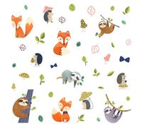 RoomMates RMK4005SCS Forest Friends Peel and Stick Wall Decals,Green, Brown, Orange
