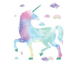 Roommates Multicolor Galaxy Unicorn Peel & Stick Giant Wall Decal With Glitter
