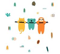 Roommates Orange & Teal & Yellow Koala & Sloth Giant Wall Decals