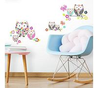 RoomMates Repositionable Prisma Owls and Butterflies Wall Stickers
