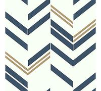 RoomMates RM Studio Chevron Blue Stripe Peel & Stick Wall Paper