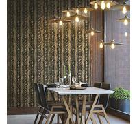 RoomMates RMK10691WP Black and Metallic Gold Snake Skin Peel and Stick Wallpaper
